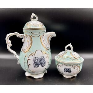 Angioletti Designs Vegan Bone China Mint Green 20oz Teapot & Sugar Bowl Octopus